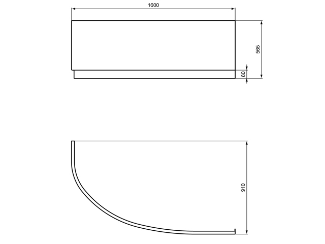 Ideal Standard Hotline Neu Acryl-Schürze 160cm K275901 weiß