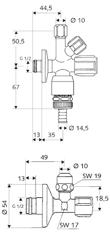 Schell Armaturenanschlussset COMFORT RV, RB, ASAG, 1/2", chrom 108680699