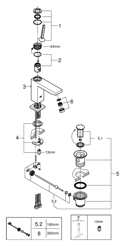 Grohe Eurocube Joy Einhand-Waschtischbatterie chrom M-Size 23657000