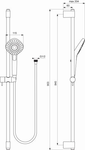 Ideal Standard Brausekombination Idealrain Evo, 900mm 3-Funktionshandbrause Diamond d:115mm, chrom B2238AA
