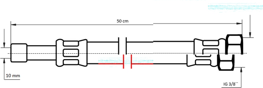 Neoperl NEOFLEX Panzerschlauch DN8 mit VS Rohrstutzen x IG, 10mm x 3/8" 50cm 63470050