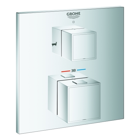 Grohe Thermostat-Wannenbatterie Grohtherm Cube chrom Fertigmontage-Set für 35600 2-Wege-Umstellung 24155000