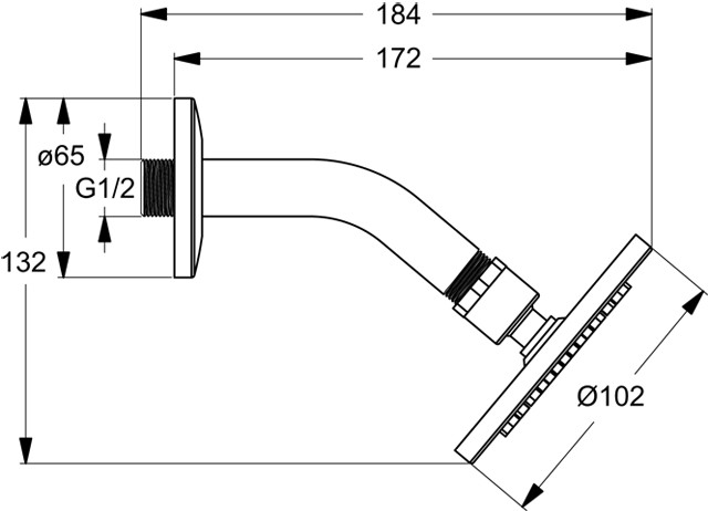Ideal Standard Idealrain Regenbrause d: 100mm mit gebogenem Wandanschluss, chrom B9436AA