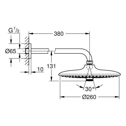 Grohe Kopfbrauseset Euphoria 260 380mm 9,5l/min chrom 26459000