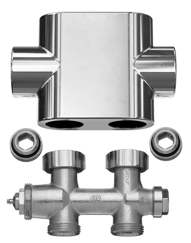 Kermi Ventilhahnblock Durchgang inkl. Blende chrom ZV00400002