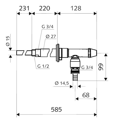 Schell Außenwandarmatur POLAR II, RV, RB frostsicher, Komplettarmatur, mattchrom 039960399