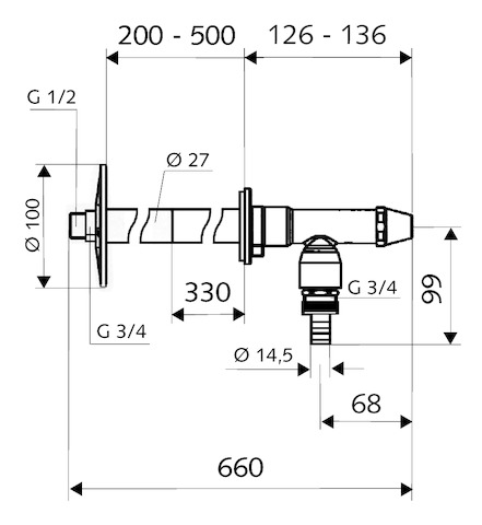 Schell Außenwandarmatur POLAR II Set, RV, RB frostsicher, Installationsbausatz, mattchrom 039980399