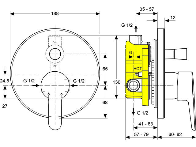 Ideal Standard Connect Blue Badearmatur Unterputz Bausatz 2, chrom A5837AA