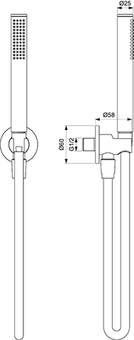 Ideal Standard Brauseset Idealrain Brauseschlauch 150cm Stick-Handbrause, UP-Anschluß und Halter chrom BC544AA