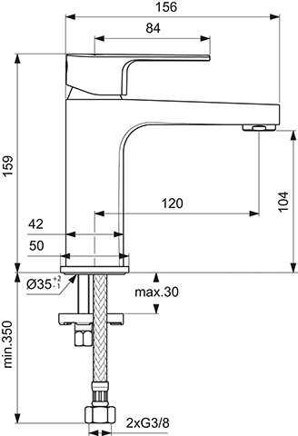 Ideal Standard Waschtischarmatur Cerafine D, H100 Ausladung 115mm ohne Ablaufgarnitur, chrom BC553AA