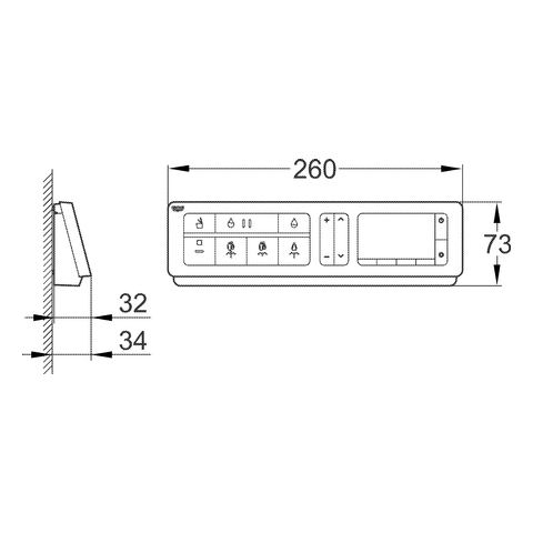 Grohe Fernbedienung 14 mit Wandhalter für Sensia Arena 14926001