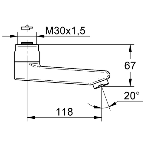 Eichelberg Gussauslauf 117mm für Waschtisch-Wandarmaturen chrom 44045226