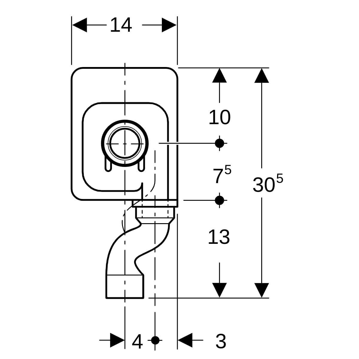 Geberit UP-Geruchsverschluss für Urinal Abgang vertikal PE schwarz d50 152.627.16.1