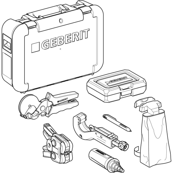 Geberit FlowFit Koffer bestückt mit Einsatz 10-P, d16-40, Komp. 1 655.078.00.1