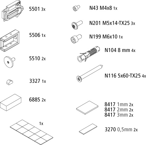 Kermi Set Montagekleinteile Farbe: silber hochglanz 2535463
