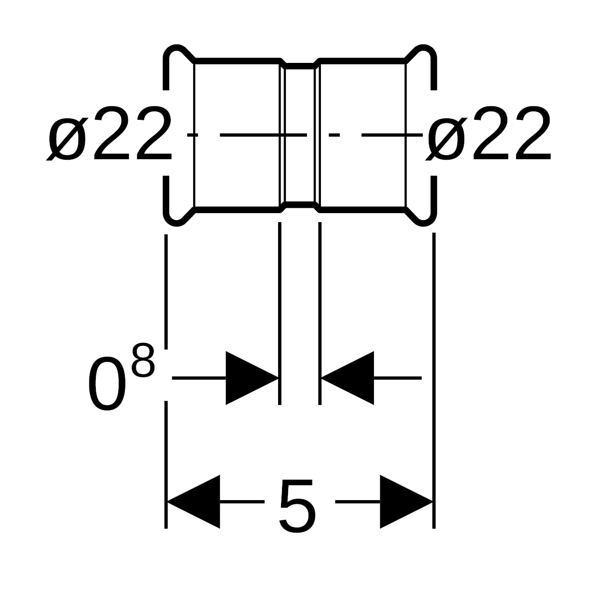 Geberit Mapress Edelstahl Muffe d22 (LABS-frei) 82004