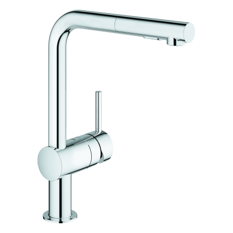 Grohe Minta Einhebel-Spültischbatterie chrom L-Auslauf, ausziehbare Spülbrause, Ausladung 223mm 30274000