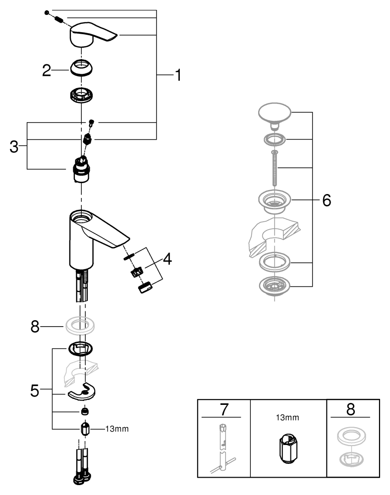 Grohe Einhand-Waschtisch-Batterie Eurosmart S-Size chrom glatter Körper 32467003
