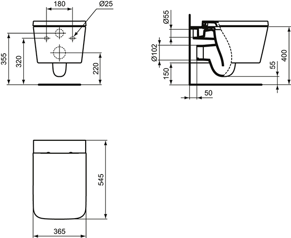 Ideal Standard WC-Sitz Blend Cube Softclosing Seidenweiß 365x455x35mm T3927V1