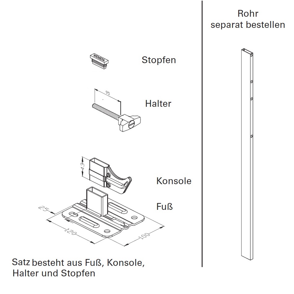 Wemefa Standkonsole Standfix für Röhrenradiatoren 10-328