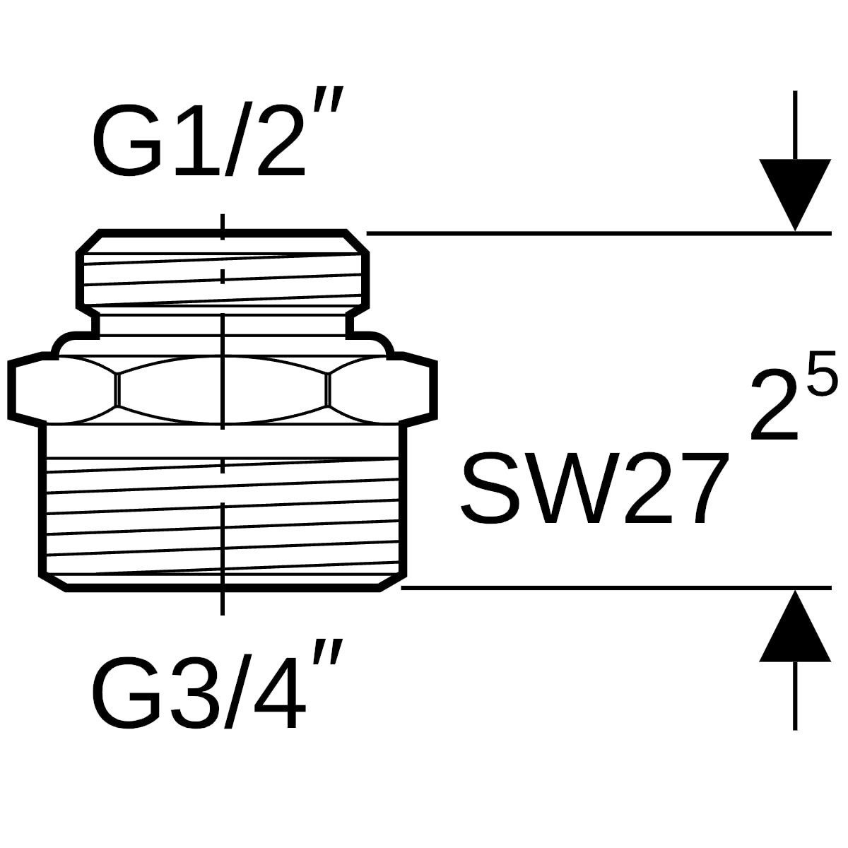 Geberit Übergang Eurokonus mit AG Messing G1/2-EuG3/4 641.512.00.1