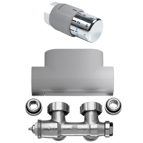 Kermi Ventilhahnblock-Kombiset Eckform in Glanzsilber Metallic ZV03090001