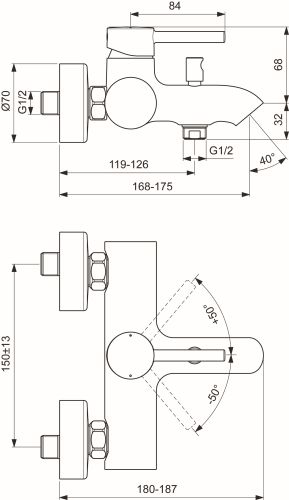 Ideal Standard Badearmatur AP Ceraline chrom BC199AA