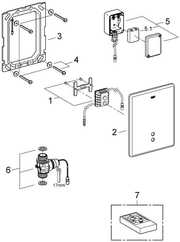 Grohe IR-Elektronik Tectron Skate für Urinal Wandeinbau 6V DC edelstahl 37750SD0