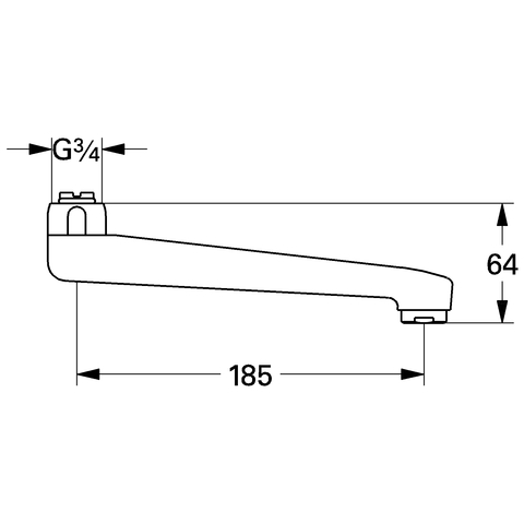Grohe Gussauslauf 3/4" mit Anschlagbegrenzer Ausladung: 185 H: 64mm chrom 13430000
