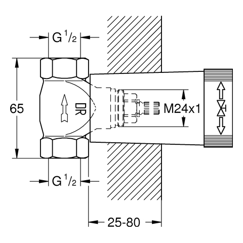 Grohe UP-Ventil-Unterteil 29800 vormontiert Oberteil 1/2" Gewindeanschluss 1/2" DN15 29800000