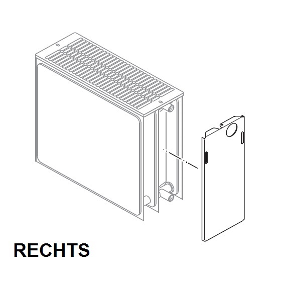 Buderus Seitenteil Plan Rechts V Typ 33 H: 350mm - 1 Loch für Ventilheizkörper mit planer Front bis Baujahr 2013 6508470