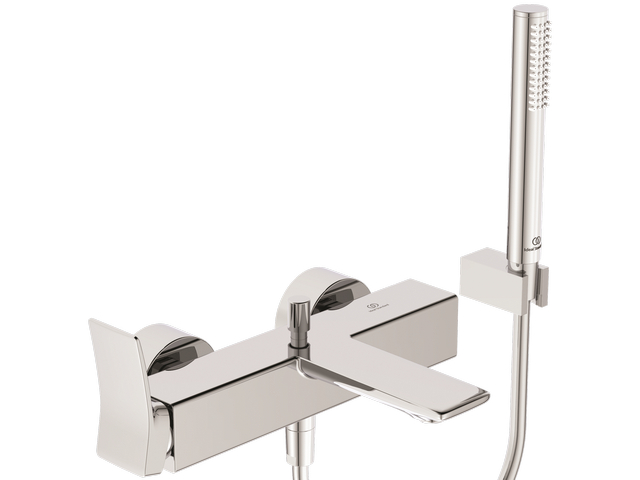 Ideal Standard Badearmatur AP Conca, mit Stab-Handbrause Brauseschlauch und Wandhalter, chrom BC763AA
