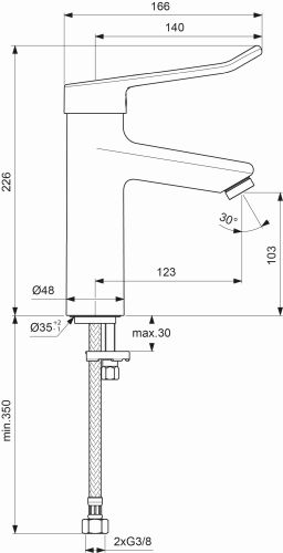 Ideal Standard Ceraplus 2 Waschtischarmatur Grande mit Bügelgriff chrom, Ausladung 123mm BC104AA