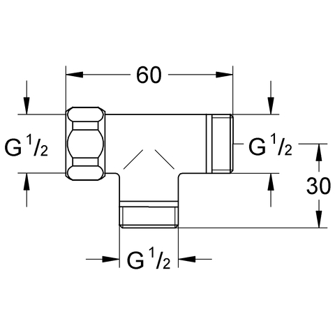Grohe T-Stück 1/2" für Relexa chrom 28874000