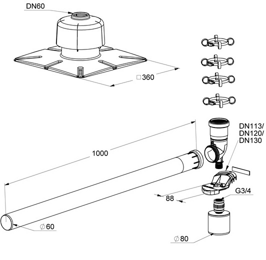 Atec PolyTop SV-Schacht-Set DN60 0373