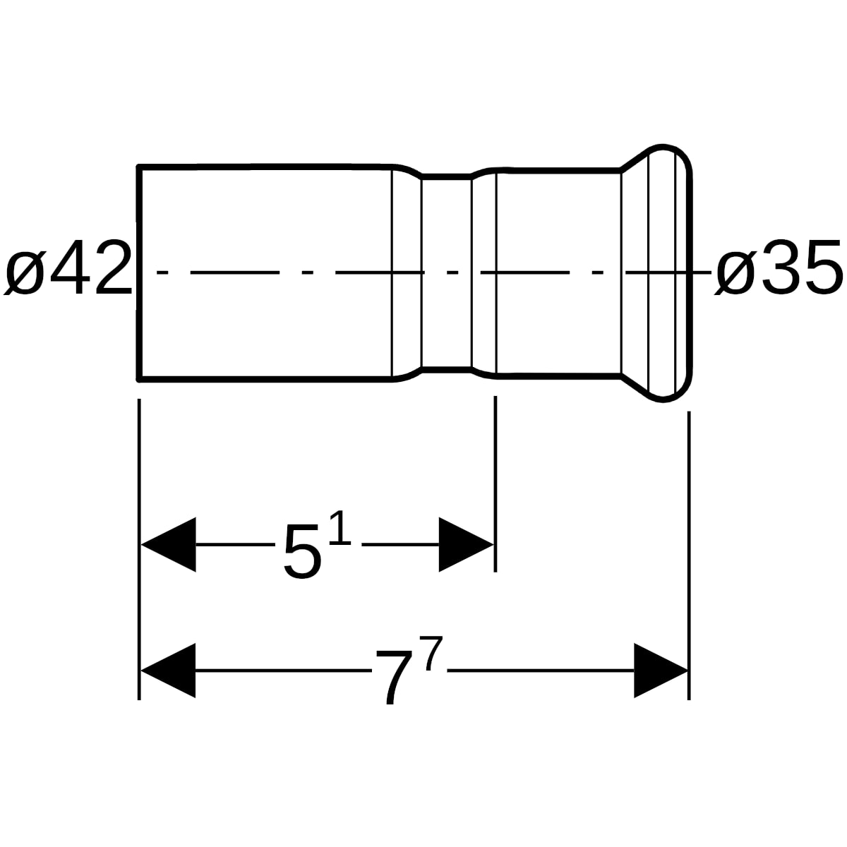 Geberit Mapress Edelstahl Reduktion mit Einschubende (LABS-frei) d42-35 82318