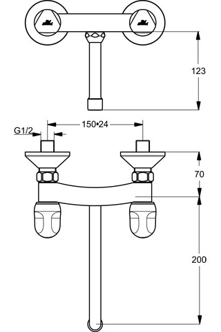 Ideal Standard Wand-Küchenarmatur Alpha, chrom B2042AA