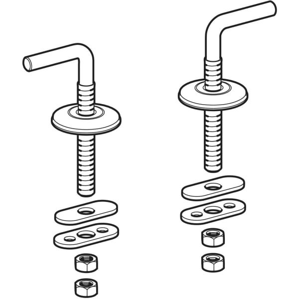 Geberit Set Scharniere für WC-Sitz Befestigung von unten, Edelstahl 598051000