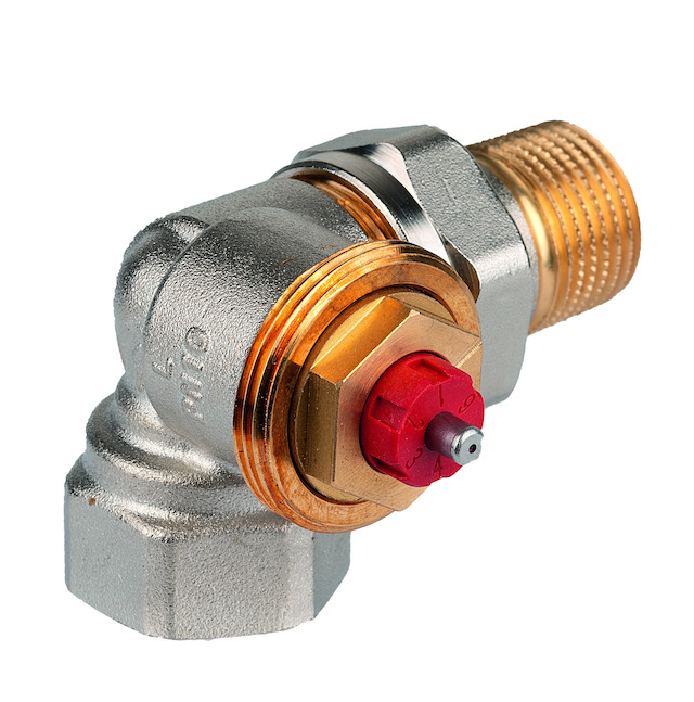 Resideo Thermostatventil FX, Winkel-Eck links, 1/2" Messing vernickelt V2020LFX15