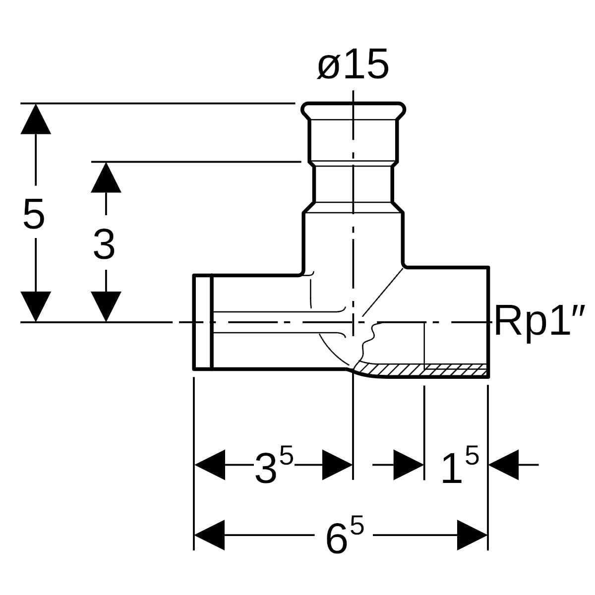 Geberit Mapress Edelstahl Anschlusswinkel 90 Grad abgesetzt (LABS-frei) d15-Rp1/2 83423