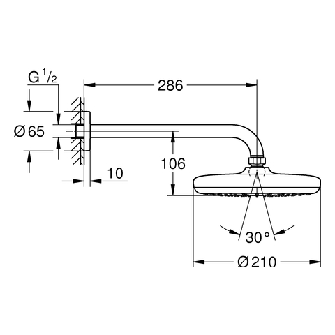Grohe Kopfbrauseset Tempesta 210 286mm Durchfluss 9,5l/min chrom 26412000