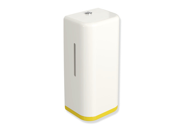 HEWI SENSORIC Elektronischer Schaumseifenspender, Korpus reinweiß, Rahmenelement / Entnahmeöffnung, 500ml, senfgelb 477.06.10399 18