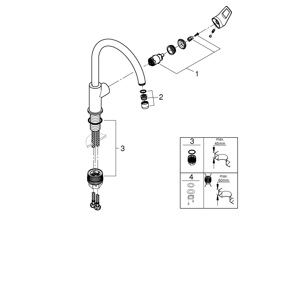 Grohe BauLoop Einhand-Spültischbatterie chrom hoher Auslauf GROHE ZERO 31368001