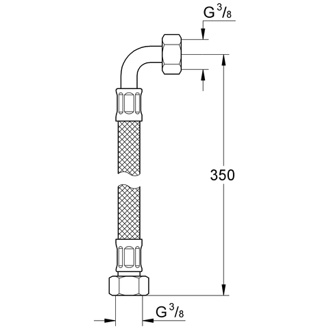 Grohe Druckschlauch 3/8"x3/8" L: 300mm flexibel für Mehrlochkombination 45704000