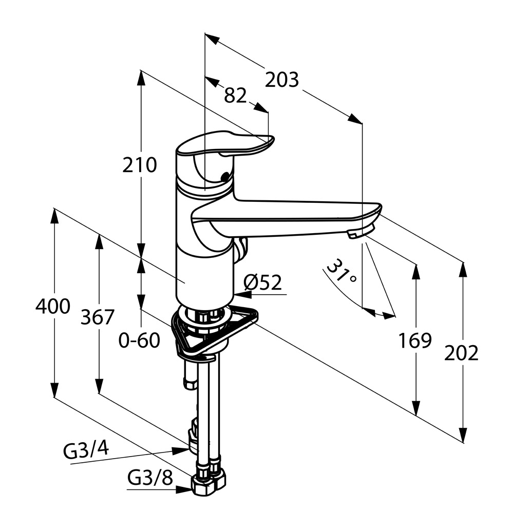 Kludi Objekta Spültisch-Multi-Einhandmischer 203mm chrom, ein Anschluss für Wasch-/ Spülmaschine 325760575
