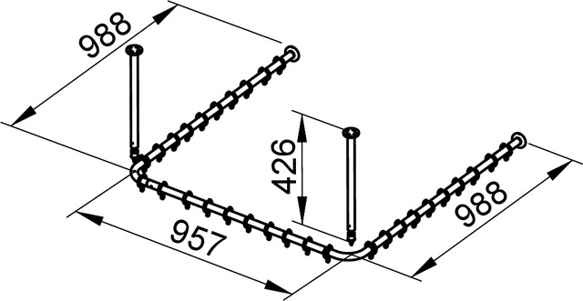Keuco Brausevorhangstangen Set Plan für Dusche U-Form, 100x100, silber-eloxiert 14940171000