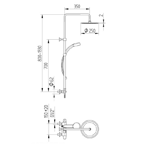 Avenarius Brause-Set mit Thermostat-Mischbatterie 9006612010