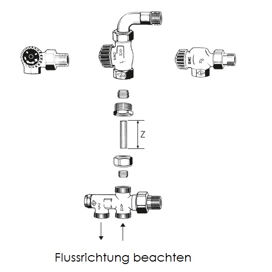 Heimeier Zweirohrverteiler Duolux mit Absperrung mit Voreinstellung, DN15 (1/2") 3801-02.000