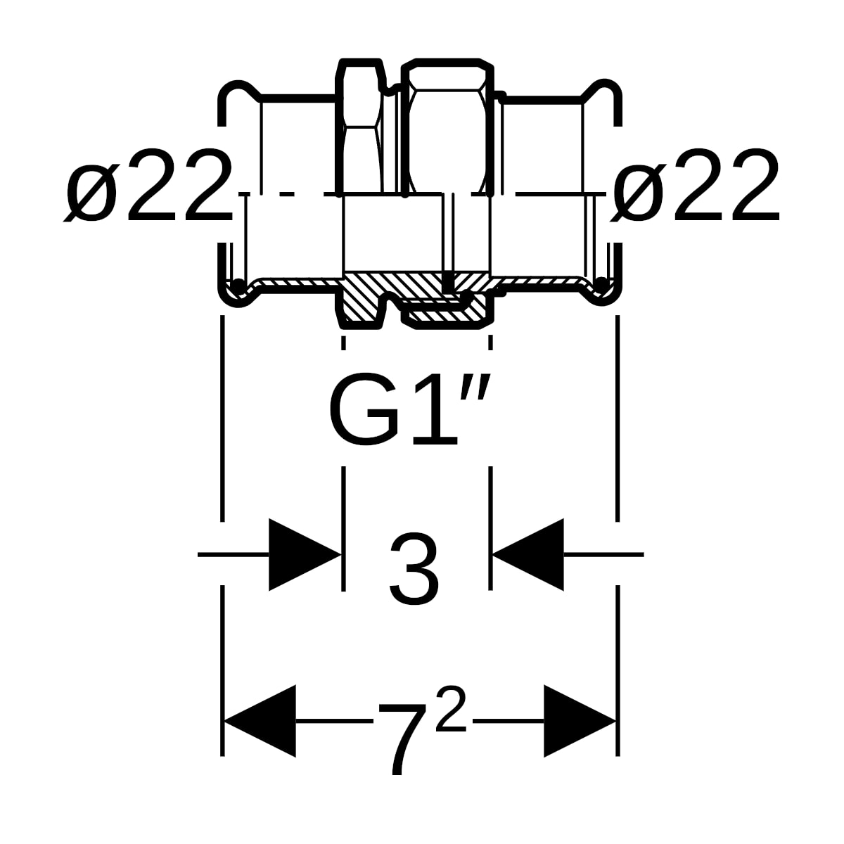 Geberit Mapress Edelstahl Verschraubung (LABS-frei) d22 85322
