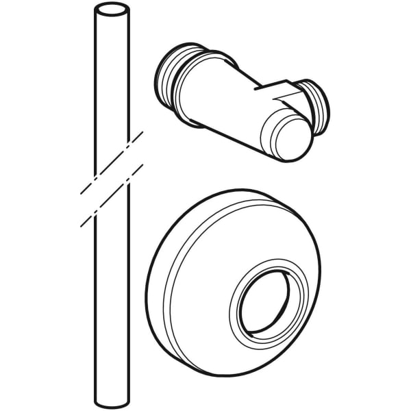 Geberit Eckventil 1/2" mit Rohr und Rosette 215.085.21.1